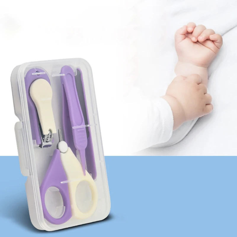 4Pcs Baby Nail Clipper Kit Care Tool Baby Health Care Trimmer Scissors Portable Baby Nail File Set With Storage Box