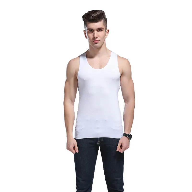 Summer New Tank Top Men's Modal Tank Top Traceless Tailored Men's Seamless Solid Color Sports Bottom