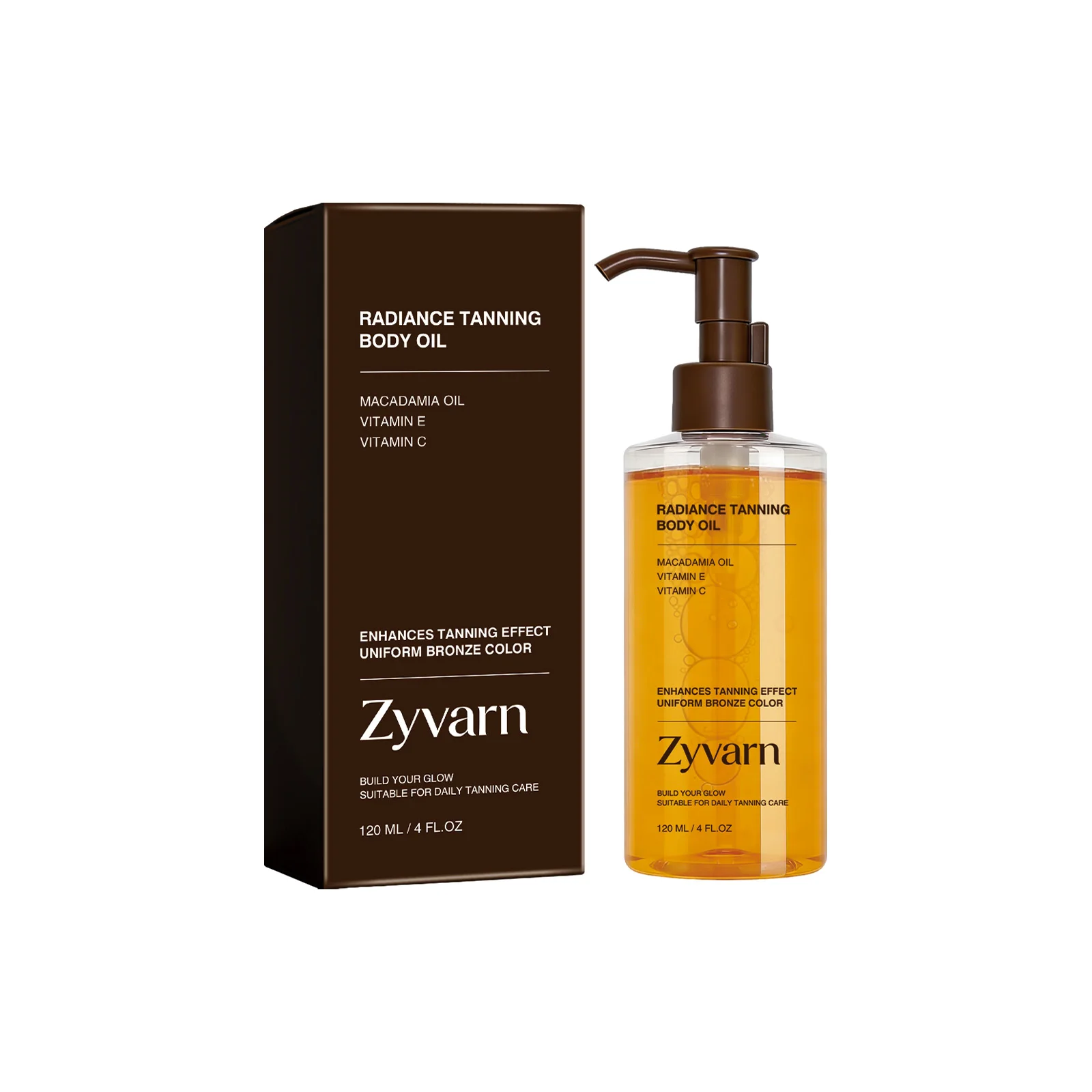 Body Tanning Oil 120ml Glowing Skin Deep Moisturizing Formula with Macadamia Seed Oil Indoor & Outdoor Use