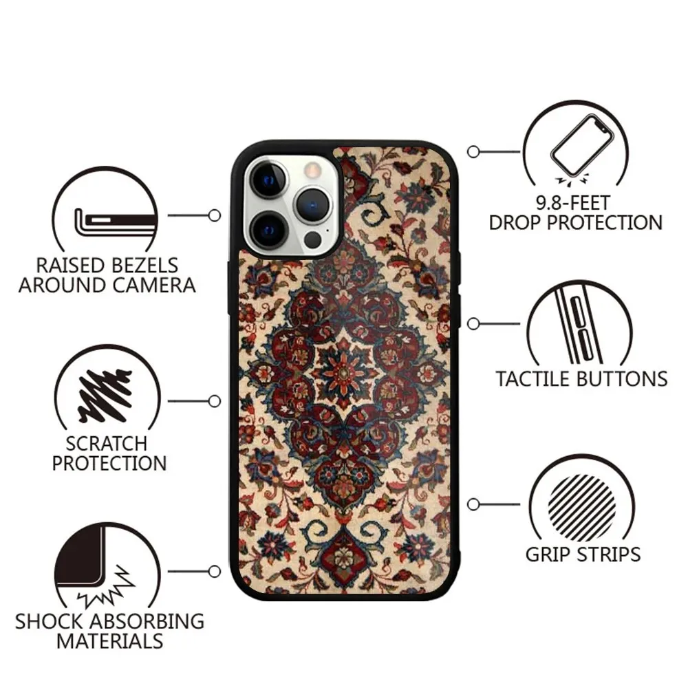 Persian Carpet Floral  Phone Case Strong Magnetic For IPhone 16,15,14,13,Pro,Max,Plus,11,12,Mini For Magsafe Wireless Charging