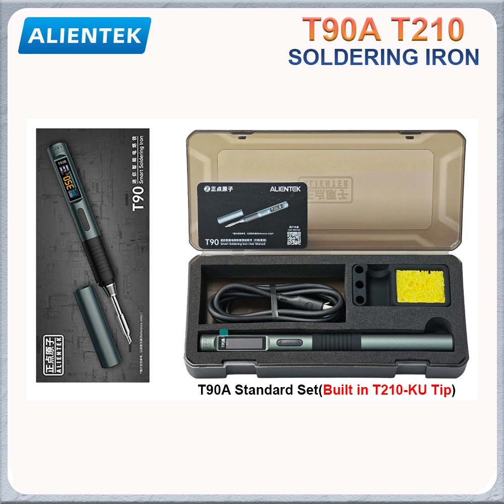 

ALIENTEK T90A Portable Soldering Iron 2s Temp Rise 80-450℃ Adjustable Temperature Precision Welding Solder Kit Tool T210 series