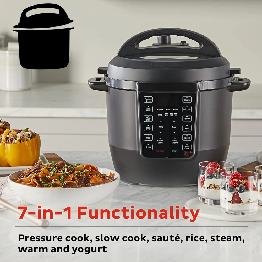 7-in-1 Electric Multi-Cooker, Pressure Cooker, Slow Cooker, Rice Cooker, Steamer, Sauté, Yogurt Maker, & Warmer