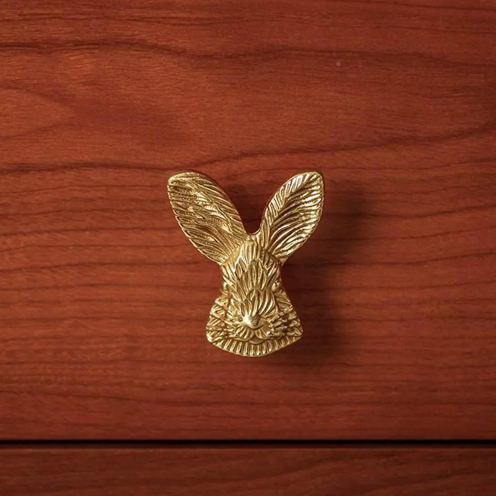

2Pcs Bunny Head Cabinet Handles Gold Drawer Knobs for Dresser Kitchen Cabinets Furniture Decorative Hardware Drawer Handles