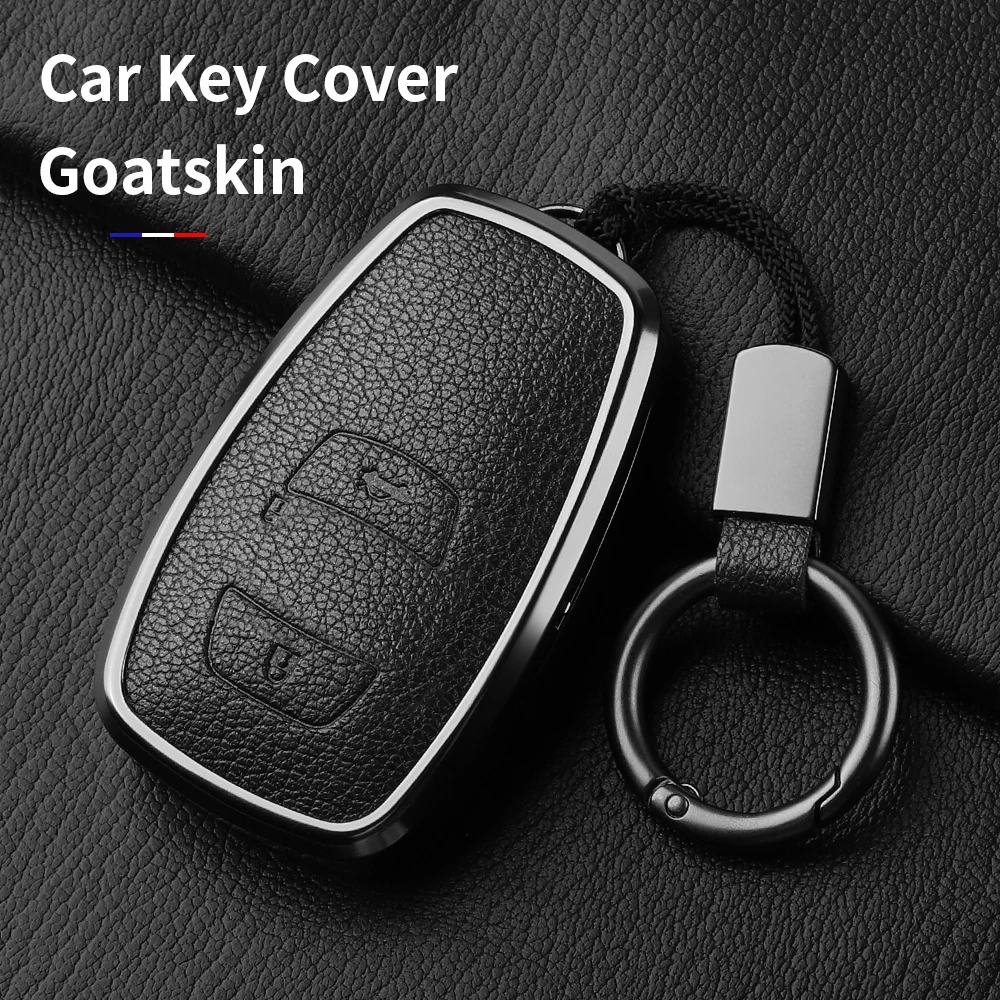 Aluminum Alloy Goatskin Car Key Case Cover For SUBARU BRZ XV SV Forester Legacy Outback Crosstrek Impreza WRX Ascent keychain