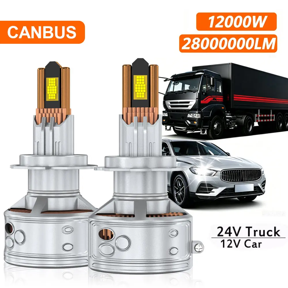 

12000W 24V Truck H7 H4 H11 LED Canbus Headlight 28000000LM H1 9005 HB3 9006 HB4 9012 HIR2 6000K Bulb Car LED Fog Light 12V
