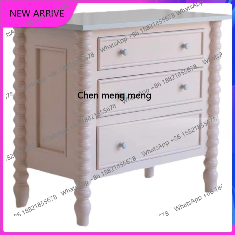 미국 전원풍 원목 심플 원목 침대협탁 프렌치 모던 심플 로마 기둥 조각 H