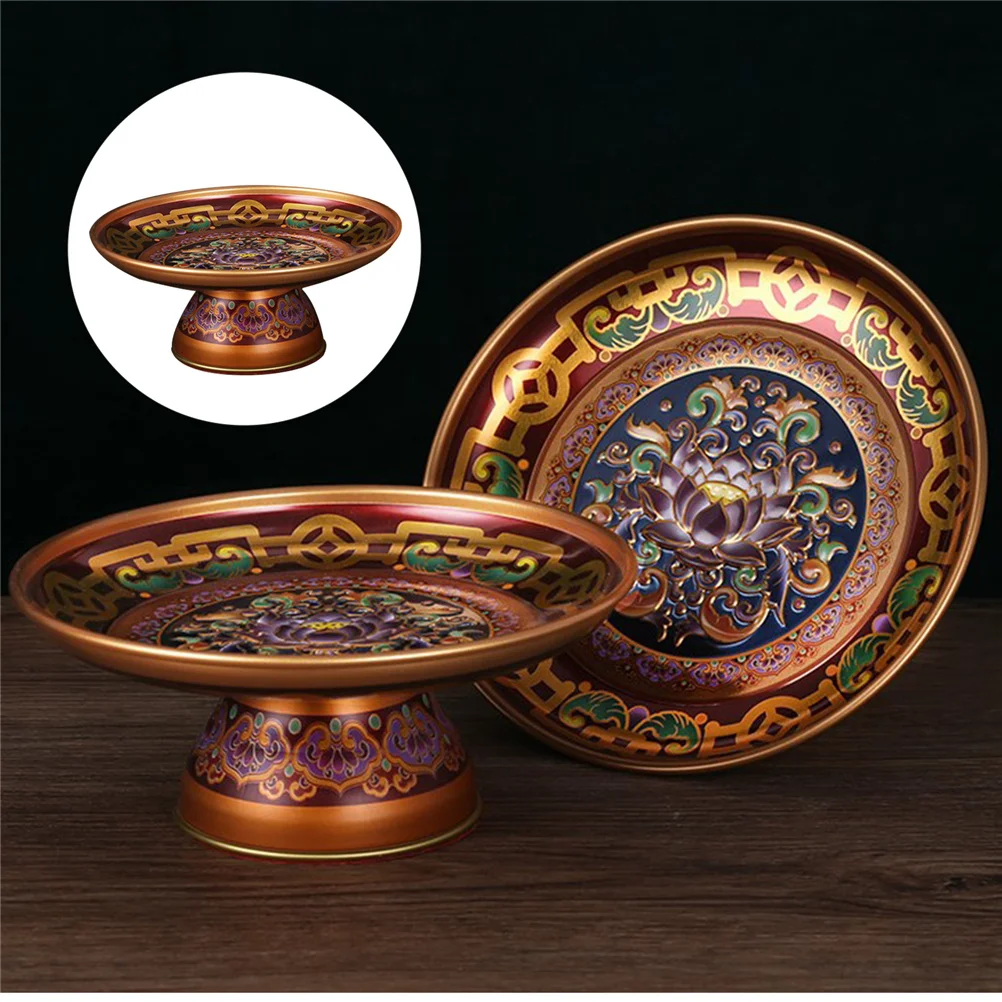 

Alloy Buddhist Dish Classic Design Simple Generous Temple Supplies Multi Purpose Plate Versatile Food Container Aging Resistance