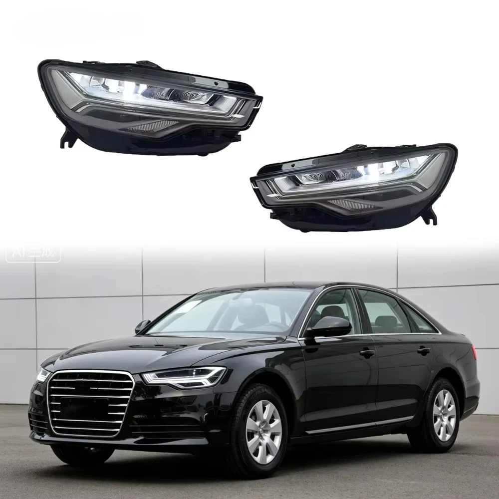 HETOP US A6 Headlights 2012-2015 Single Color Upgrade Modified Car LED DRL Matrix Headlamp Plug and Play Accessories for Audi