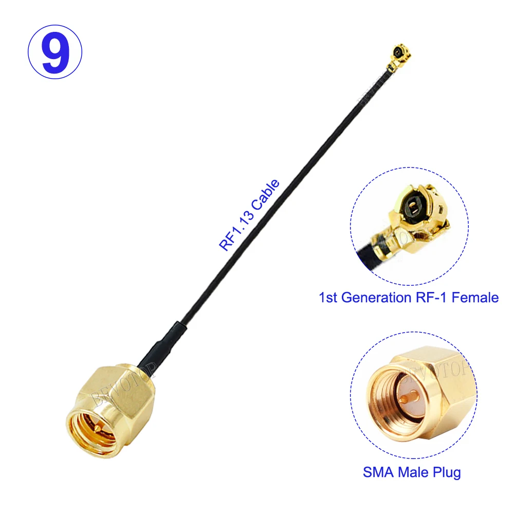 1Pcs RF1.13 SMA to IPX-1 Cable SMA/RP SMA Male to UFL IPX-1 Male/Female Connector WIFI Antenna RF Cable RF1.13 Pigtail Extension