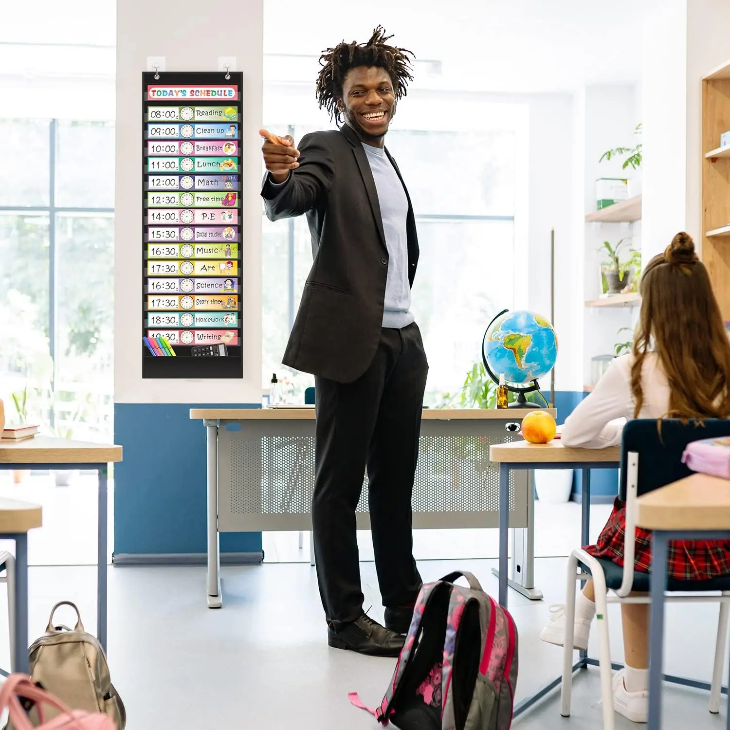 Карманная таблица ежедневного расписания с 30-мя двусторонними многоразовыми карточками, карманная таблица расписания для класса, офиса, дома