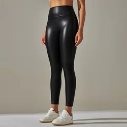 Mallas sin costuras con estampado de leopardo para mujer, de cintura alta ahuecados pantalones de Yoga, elásticos, ajustados, Push Up, Sexy, entrenamiento, Fitness