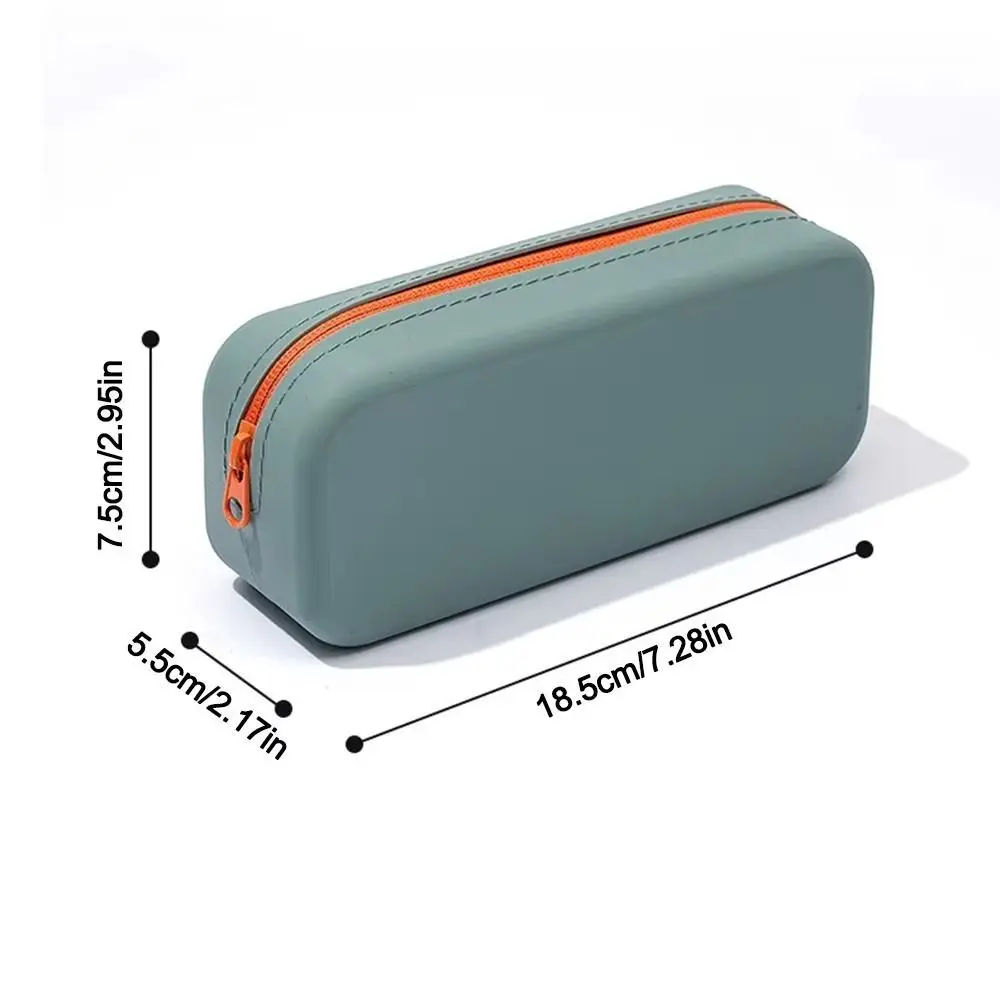 Creative Silicone Pen Bag Large Capacity Waterproof Pencil Case Zippered Multi-function Stationery Organizer Student