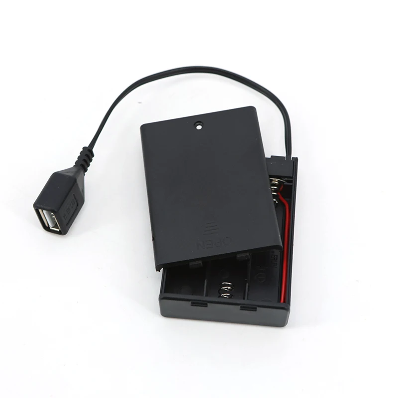 4.5V 3*AA 65x45x15mm Battery Case With 5v USB Port For Building Blocks LED Light Kit With case cover Switch