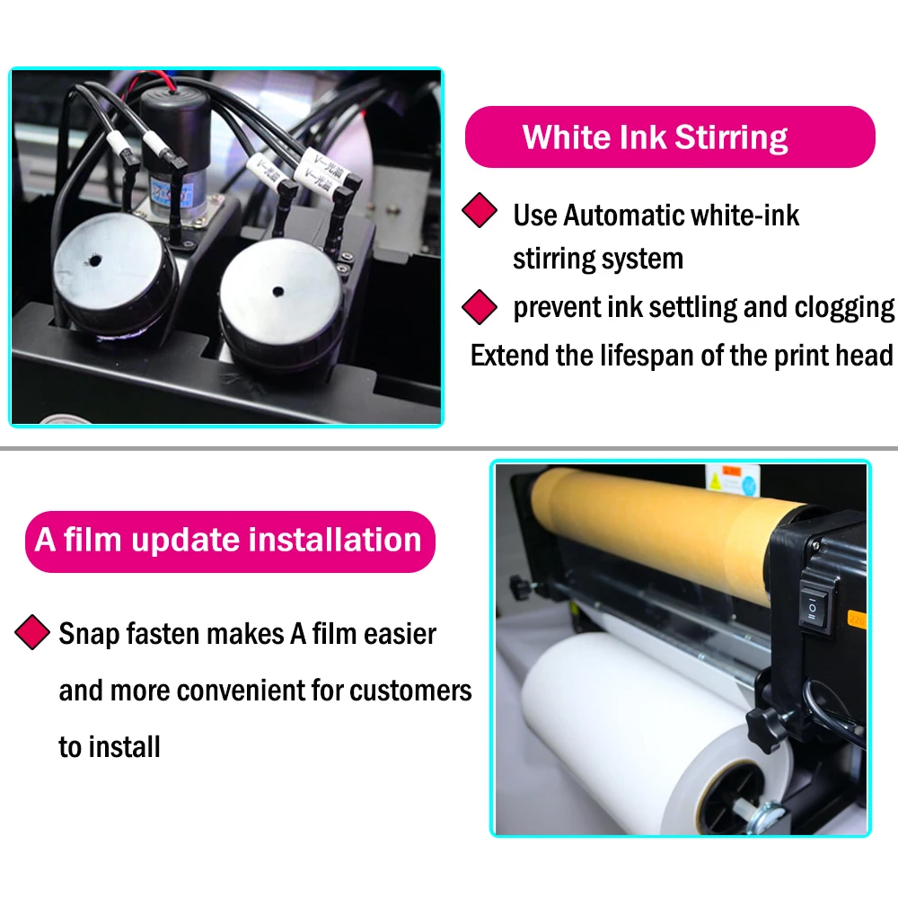 ACHI A3 UV DTF 2 in 1 Desktop Air-cooled Compact Fully Automatic Printer XP600 Printhead DIY Waterproof Crystal Sticker Printer