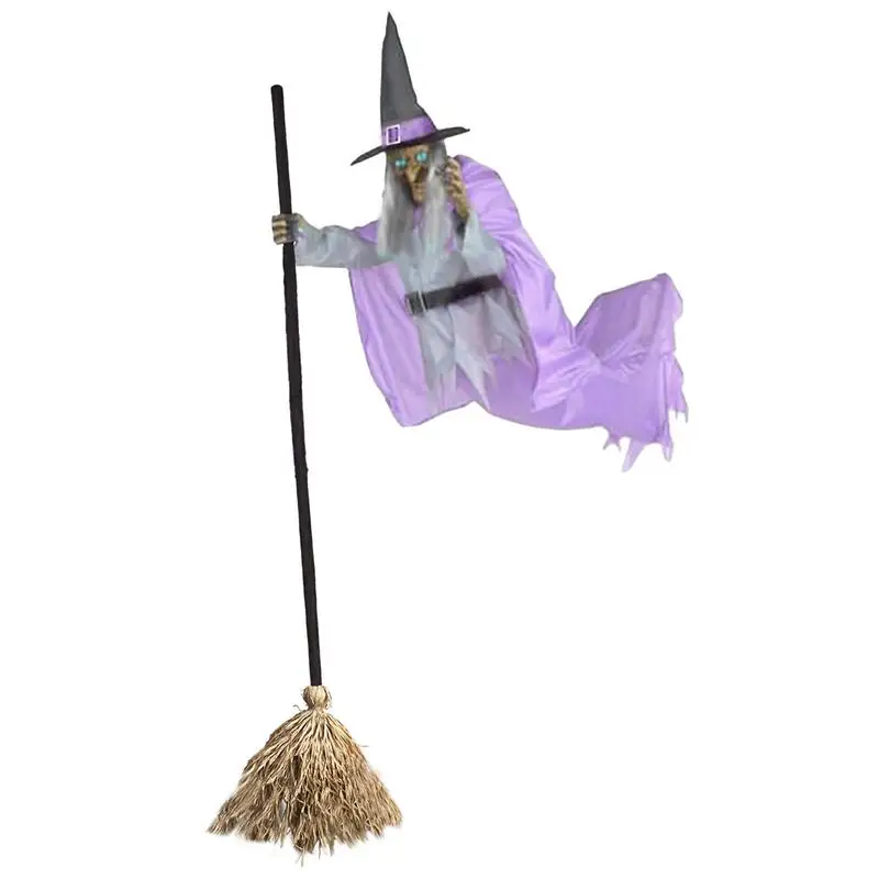 

Flying Witch Decorations Halloween Decorations Spooky Flying Witch With Broom Scary Witch Outdoor Decoration Props for Halloween