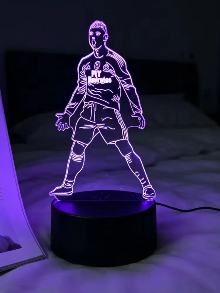 Fußballspieler Lionel Messi 3D Acryl Nachtlicht 7-Farben-Farbverlauf Dimmbares Nachtlicht Raumdekoration Fan-Geschenk Weihnachtsgeschenk