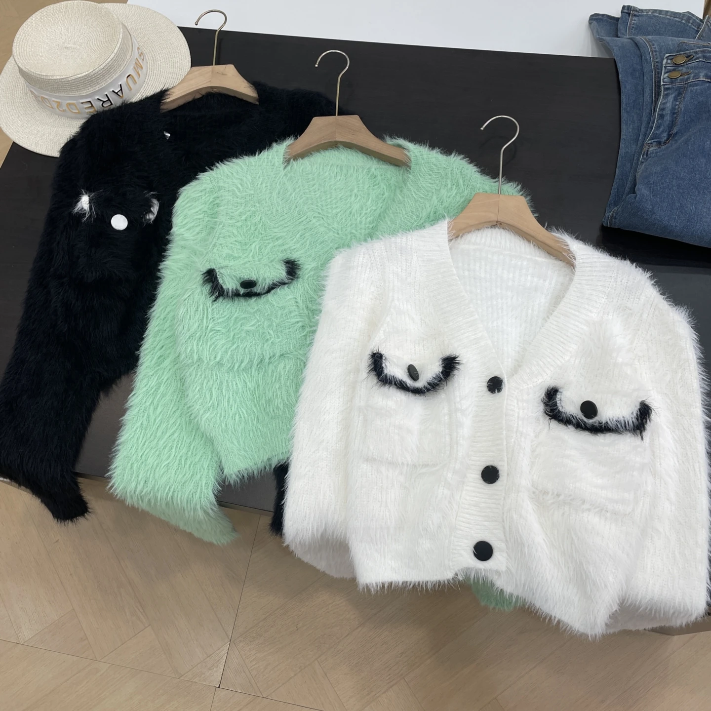 

Faionable Little Bla Dr Sle Women's Sweater Loose Fit Autumn Winter Commute Versatile Slimming Open Cardigan Sweater