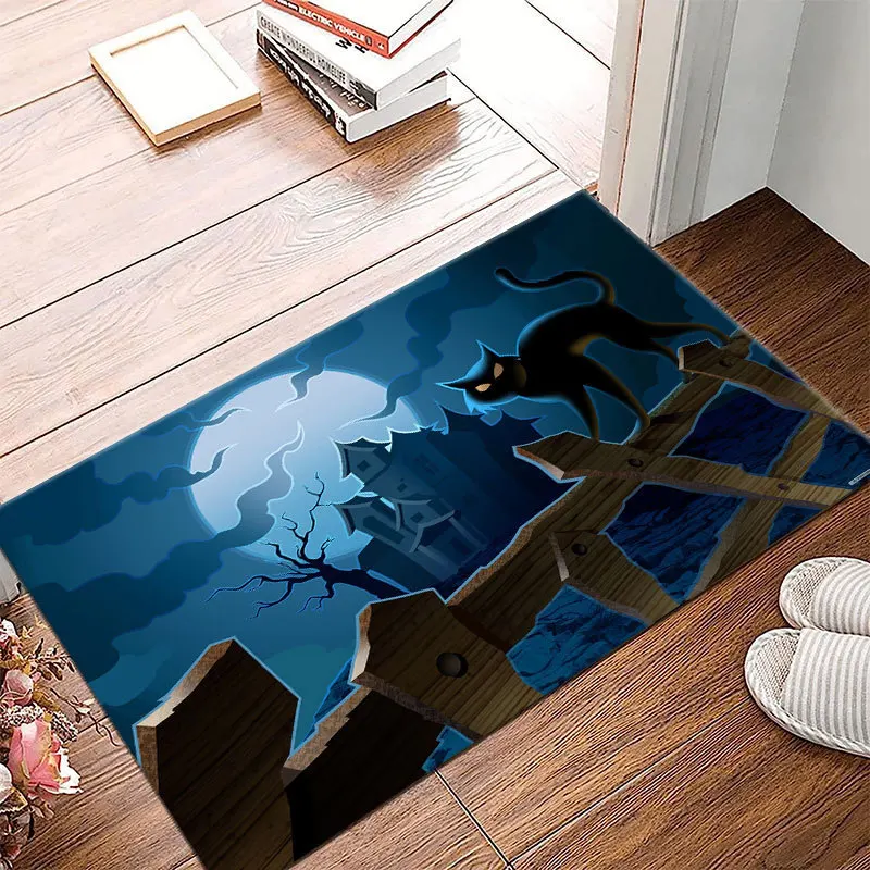 Halloween Horror Pumpkin Floormat Living Room Kitchen Entrance Non-slip Rug Bath Toilet Balcony Hallway Carpet Home Decorations