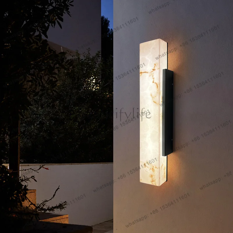 Cross-border waterproof exterior wall courtyard stainless steel imitation marble long wall luminous object