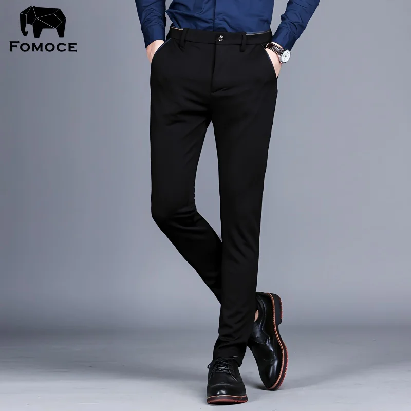 Men's Velvet Padded Casual Pants Winter Black Straight Thick Middle-Aged