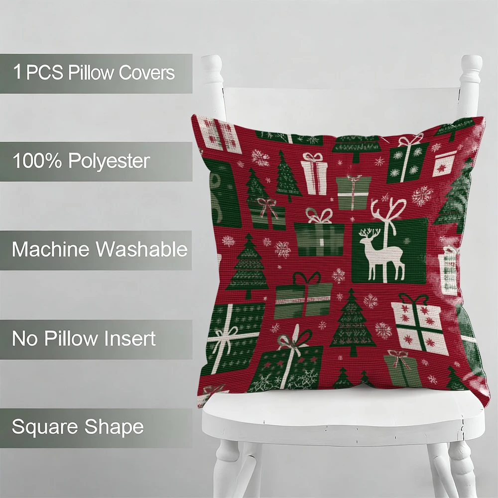 زينة زهور وعيد الميلاد الملونة، أغطية وسائد من البوليستر قابلة للتنفس لغرفة المعيشة وغرفة النوم وديكور الشرفة الخارجية #5