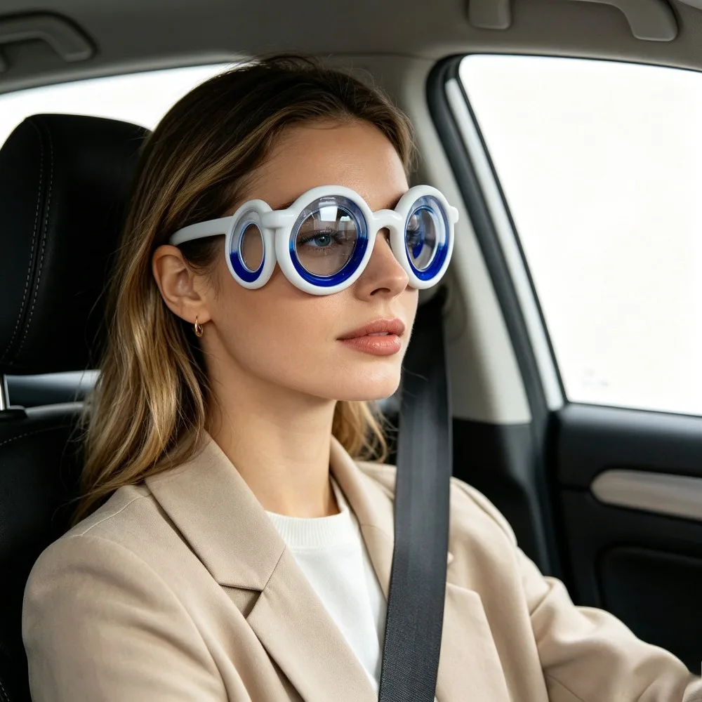 Motion Sickness Relief Glasses Portable Anti Dizziness Glasses Natural Nausea Relief Black Stylish Frame For Car Airplane Ship