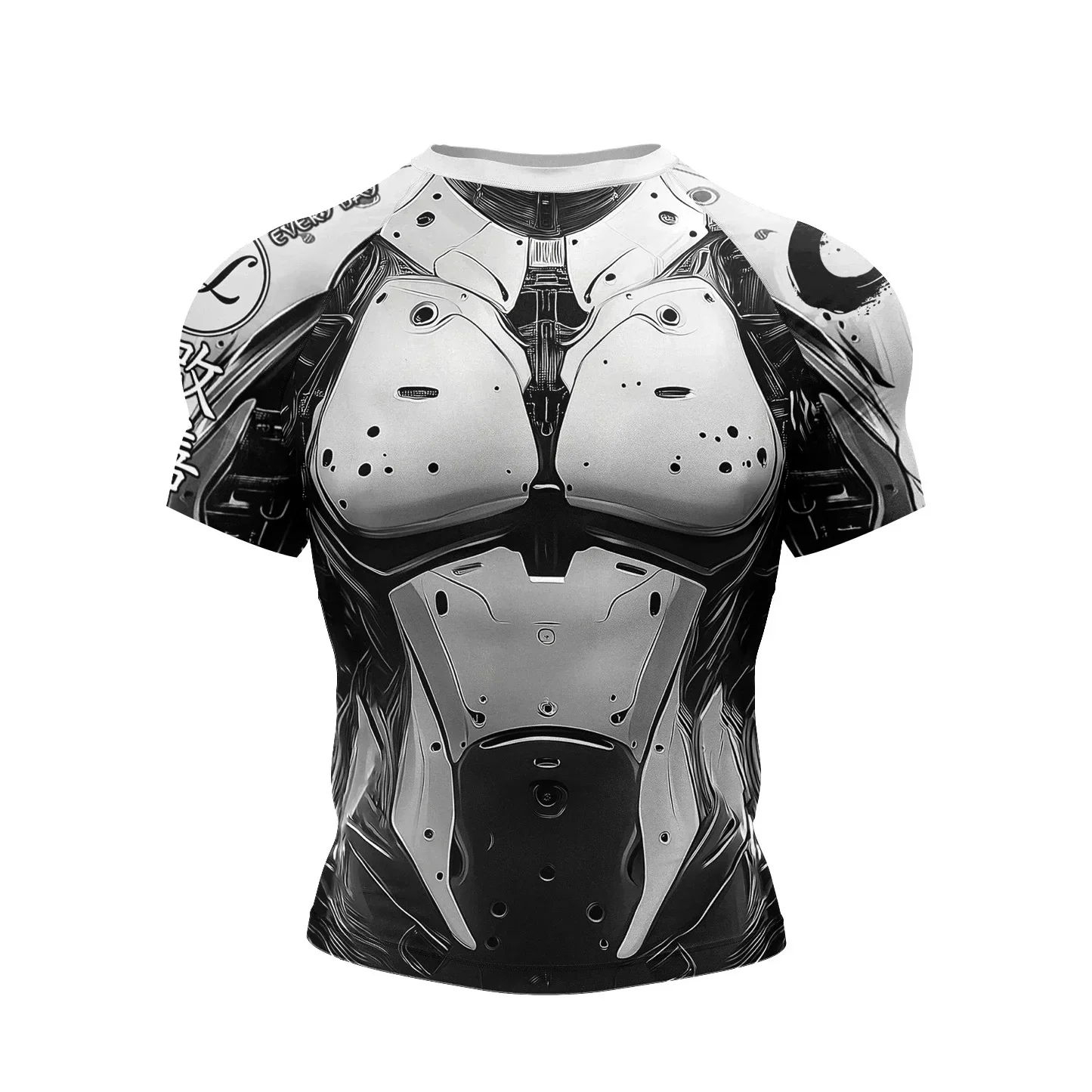 Men's short-sleeved compression T-shirt, suitable for Brazilian jiu-jitsu training and gym workouts