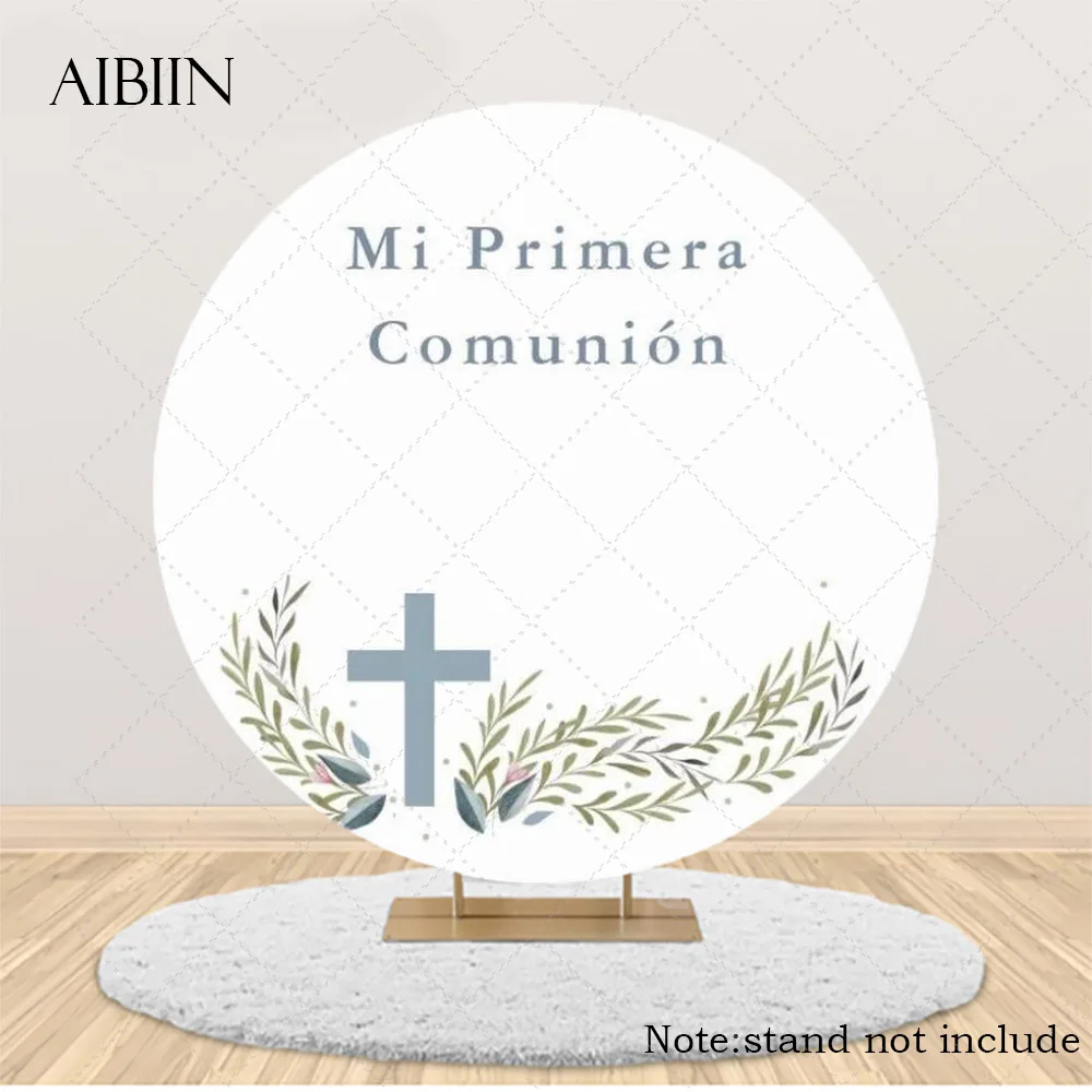 غطاء خلفية مستدير لتعميد الأطفال من Mi Comunión، خلفية تصوير متقاطعة للمناولة الأولى