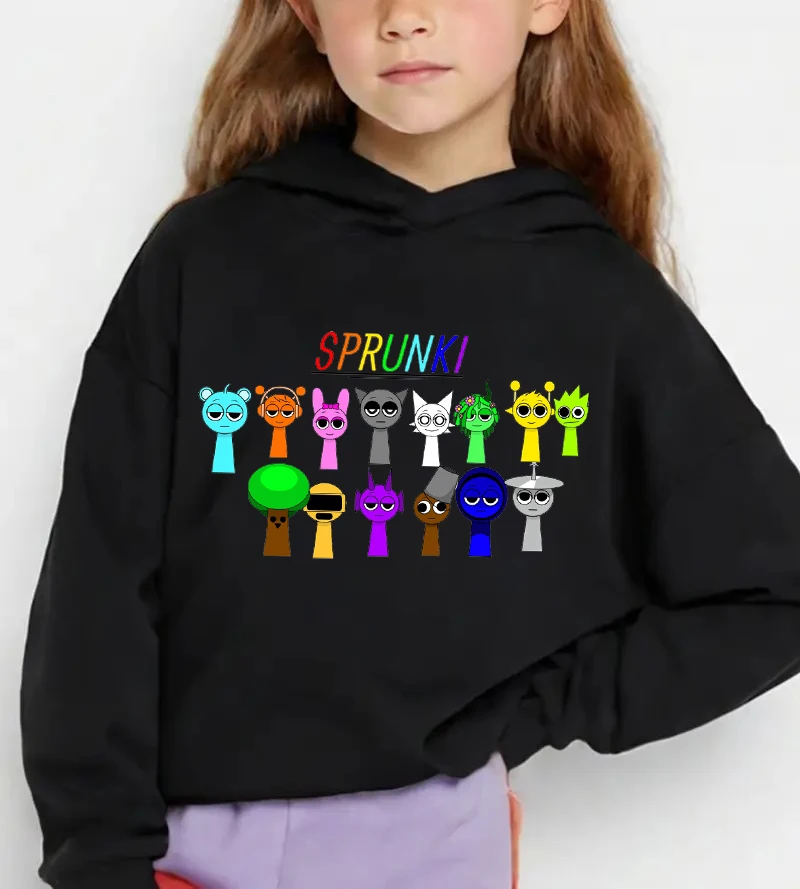 

Sprunki Cartoon Print Hooded Sweatshirt For Girl Boys Comfortable Hoodie Sprunki Incredibox Children Outdoor Sports Kids Clothes