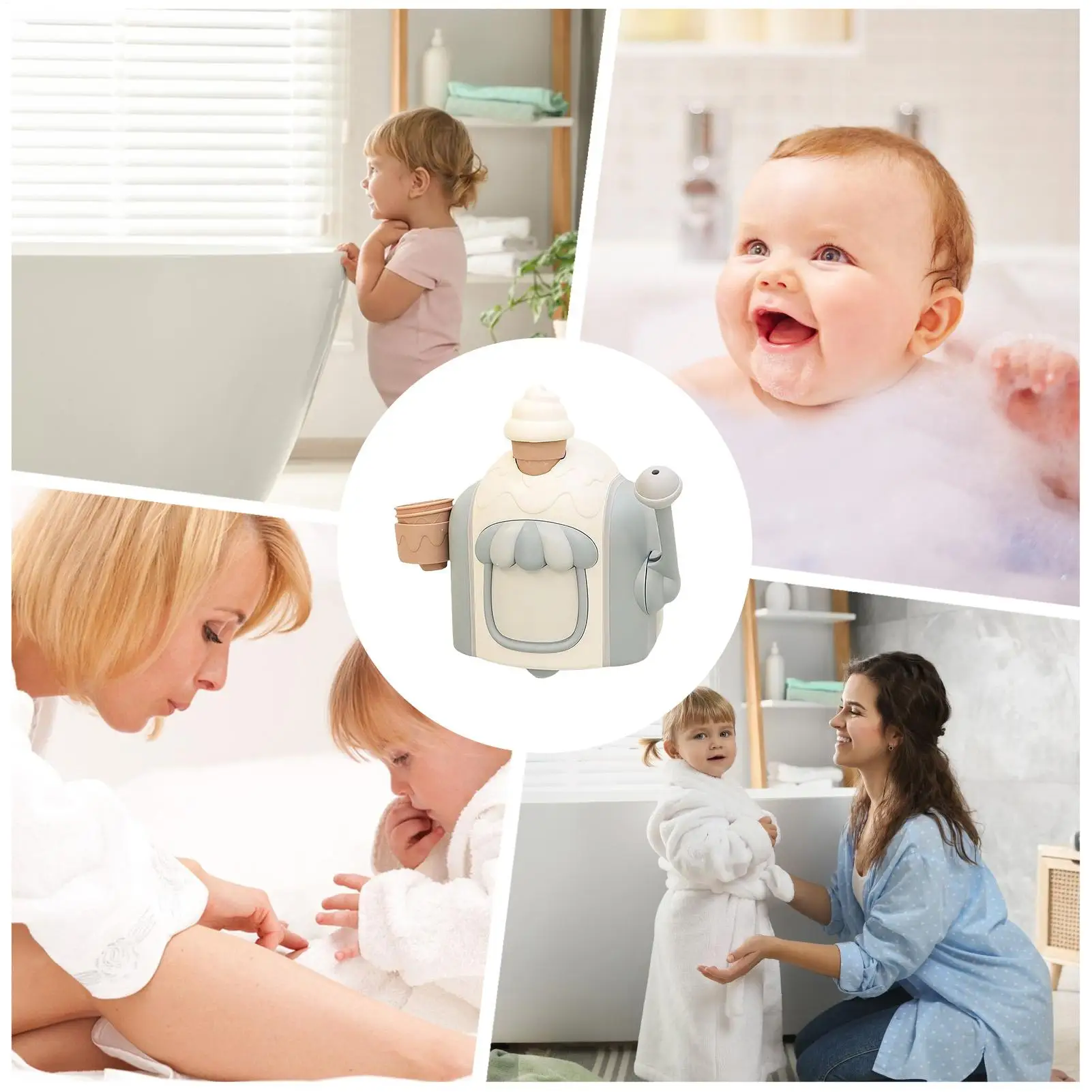 Zabawki do kąpieli dla dzieci, montowane na ścianie, interaktywne, tworzące pianę w kształcie lodów, zabawki do kąpieli dla dzieci w wieku 2-5 lat, dla chłopców i dziewczynek, na Boże Narodzenie.