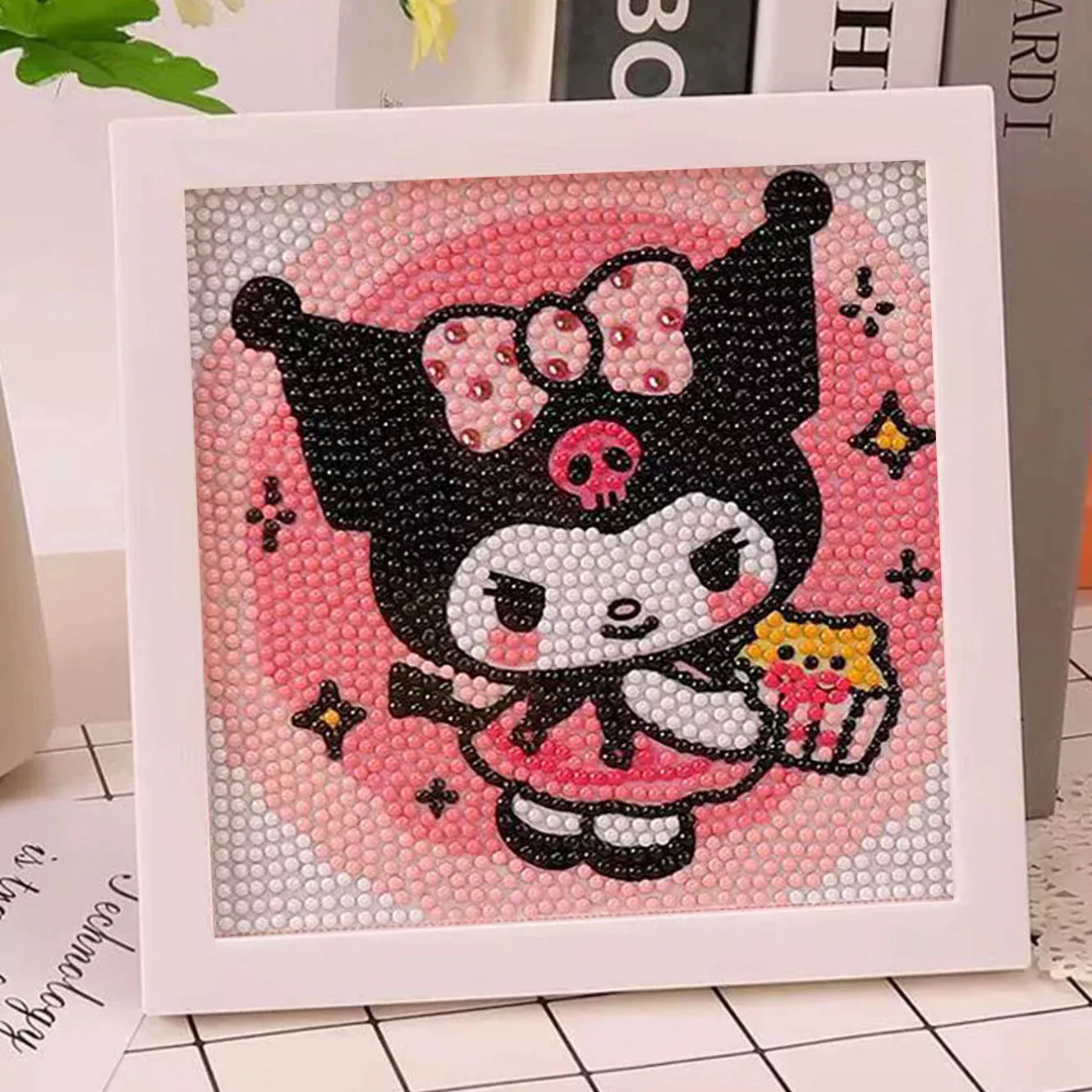 Sanrio คริสตัลเพชรกรอบตกแต่งภาพวาดชุดทําด้วยมือ DIY Kuromi Kawaii ตกแต่งบ้านคู่ของขวัญวันเกิด