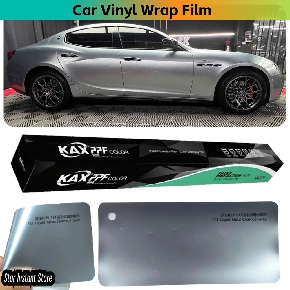 

PET Liquid Metal Mercury Silver Gray Color Change Film Air Bubble Free Vehicle Vinyl Foil Liquid Metallic Film on Car