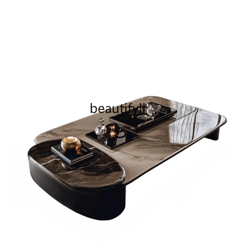 

Microcrystalline stone coffee table living room new light luxury high-end tea table high-end villa coffee table household