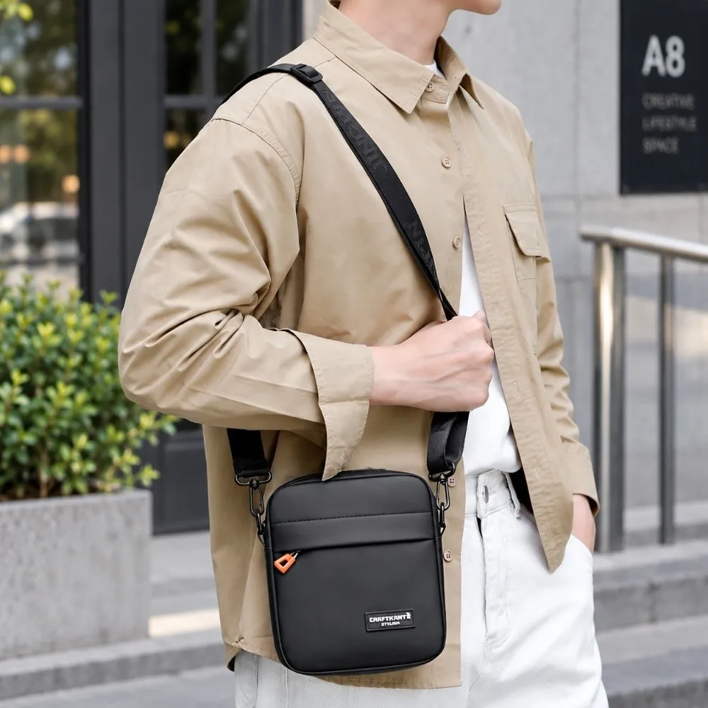 Portable Large Capacity Men Crossbody Bag Waterproof Street Messenger Bag Casual Lightweight Mobile Phone Bag Daily Commuting