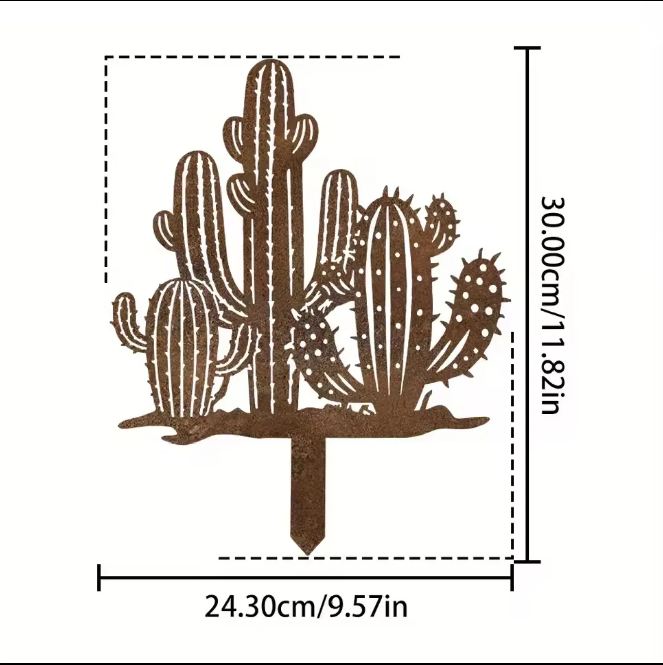 Vintage Rusty Metal Cactus Garden Stake Realistic Design Outdoor Decor for Desert-Themed Gardens And Yards