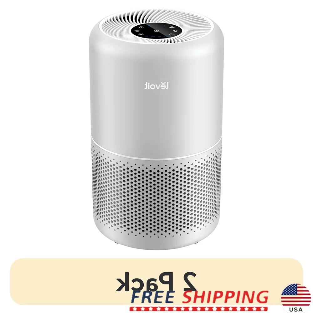 

2 упаковки очистителя воздуха, настоящий HEPA-фильтр для больших помещений до 547 кв. футов, технология HEPASmart, тихая работа, несколько вариантов фильтров