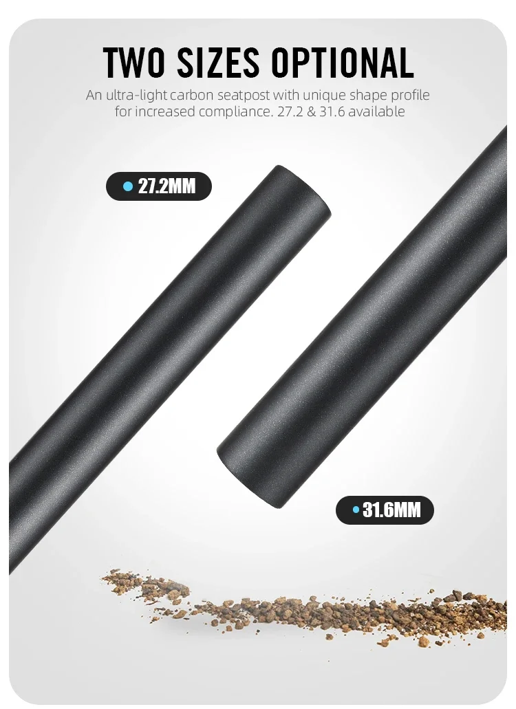 RYET Sattelstütze aus Kohlefaser, 27,2/31,6 mm, 400 mm, leicht, matt, für Rennrad, MTB, Fahrrad, Sattelstütze für Radfahren, Fahrradsattelklemme – Detail 5