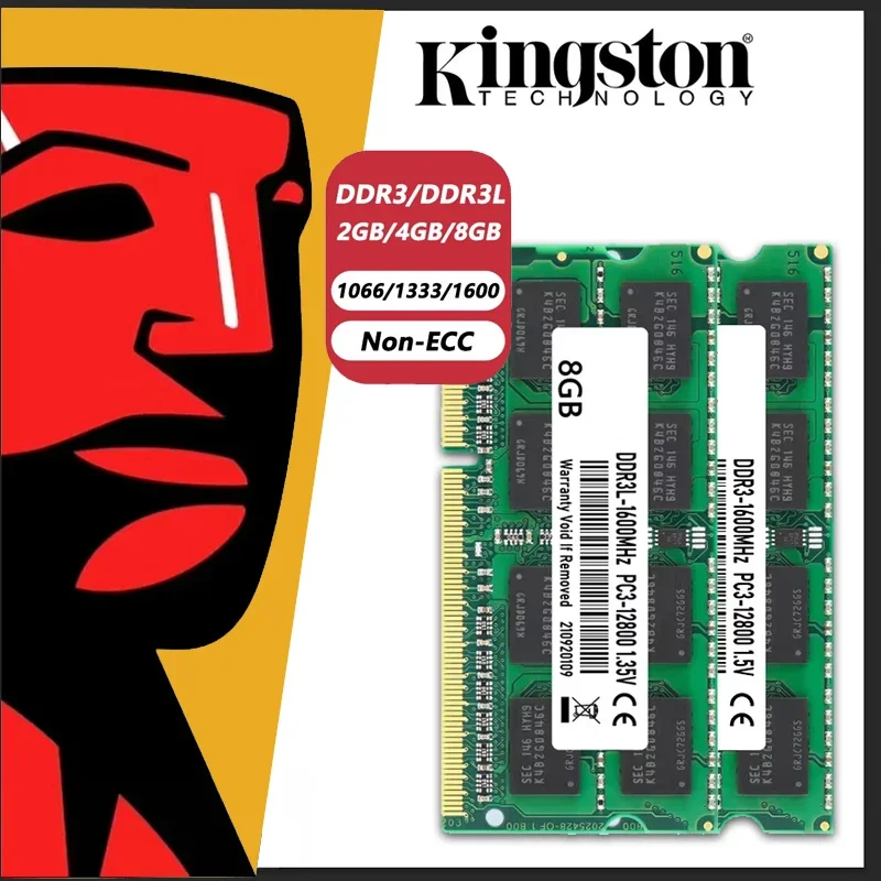 Kingston Laptop Ram DDR3L DDR3 8GB 4GB 1066Mhz 1333Mhz 1600Mhz 1866Mhz SO-DIMM PC3-8500 10600 12800 Notebook DDR3 Dual Channel