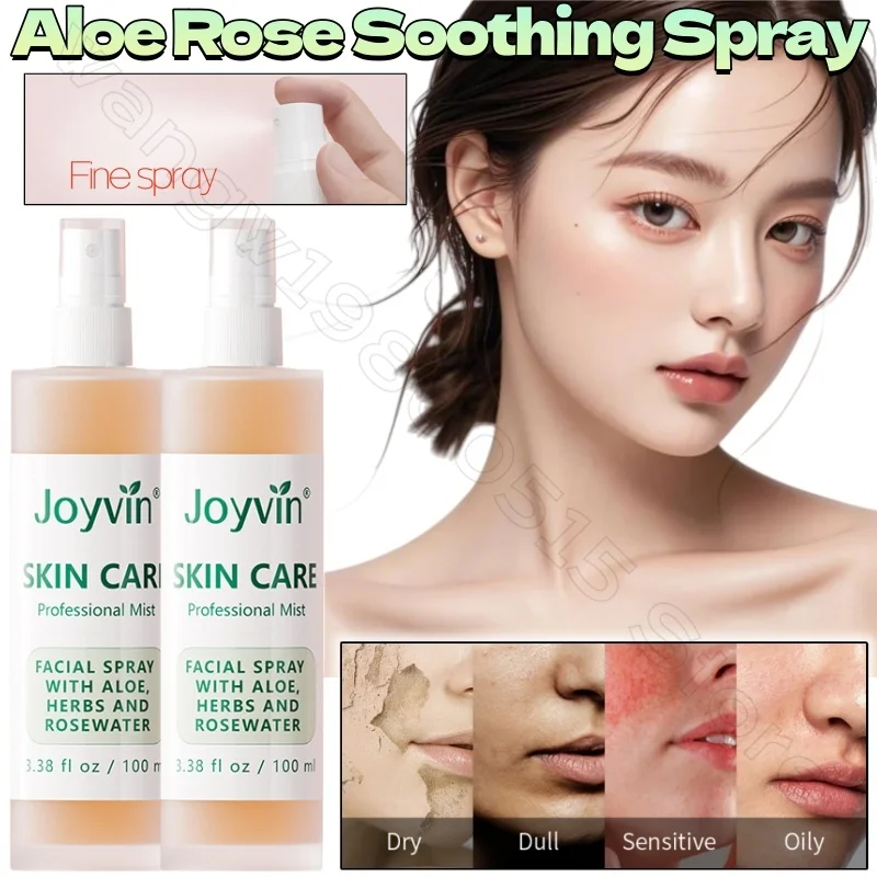 Aloe Vera Rose Moisturizing Spray 100ml Soothes Redness, Dry and Sensitive Skin and Effectively Brightens Skin Tone Facial Care