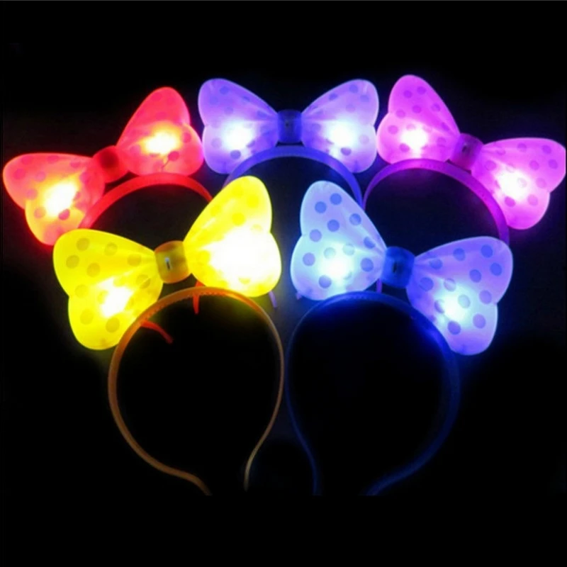 

5/10pcs LED Horn Headband Glowing Headband Toys Luminous Earrings Horn Bow Hair Accessory Wedding Party Decor Luminous Prop