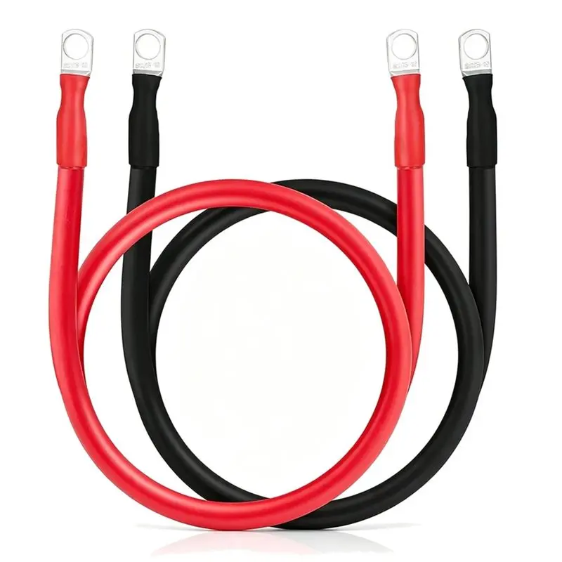 ABRU-2 AWG Battery Cable, Flexible Inverter Cables 2 Feet With 3/8" Terminals Welding Wire For Automotive Solar Marine Boat