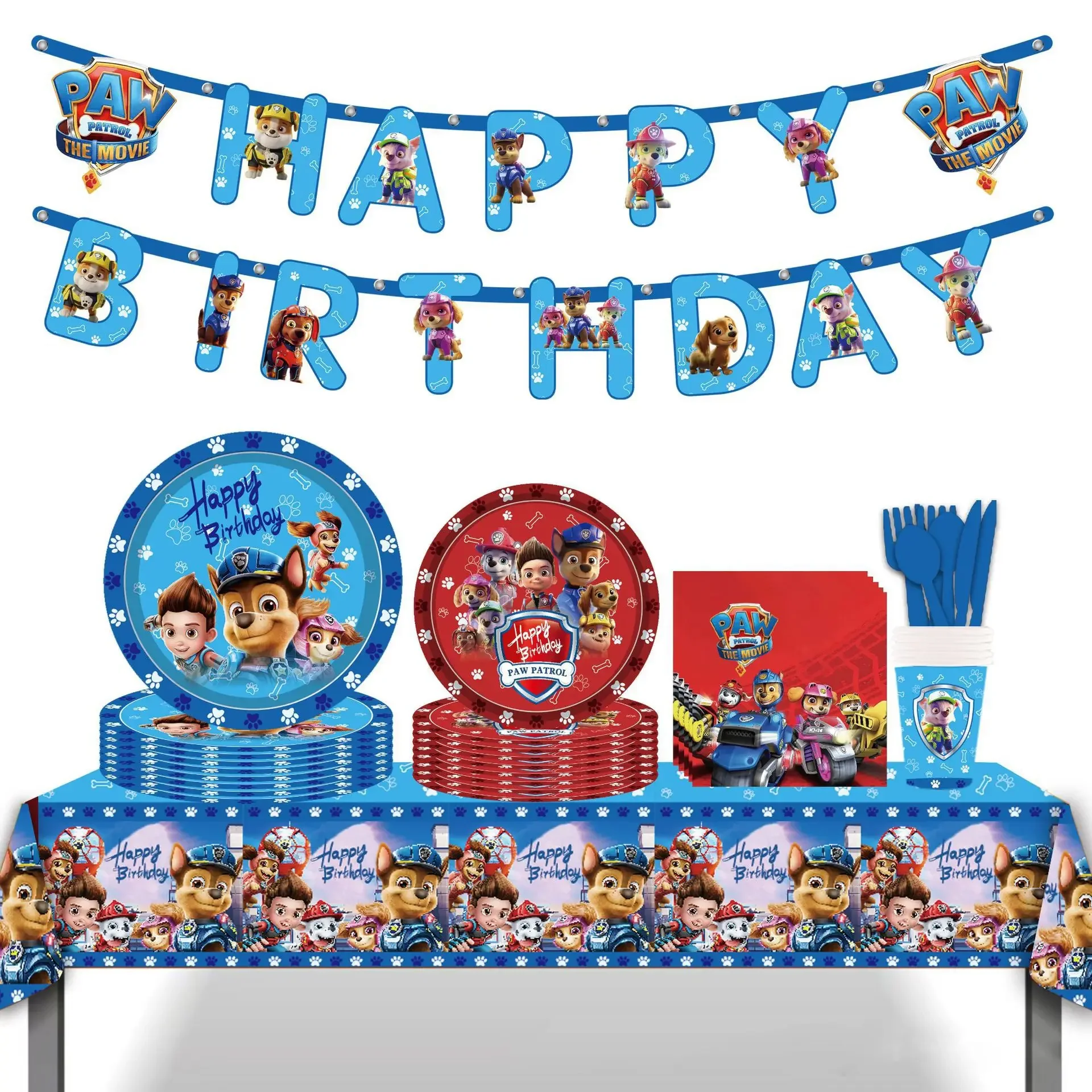 

Paw Patrol Party Supplies Anime Dog Theme Birthday Decorations Chase Skye Marshall Paper Cup Tablecloth Fork Spoon Tablewares