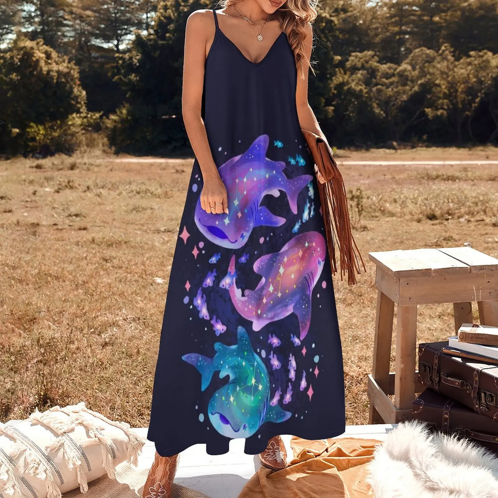 Cosmic Whale Shark Sleeveless Dress prom clothes Clothing female summer woman dress 2023 women's clothing summer 2023 novelties