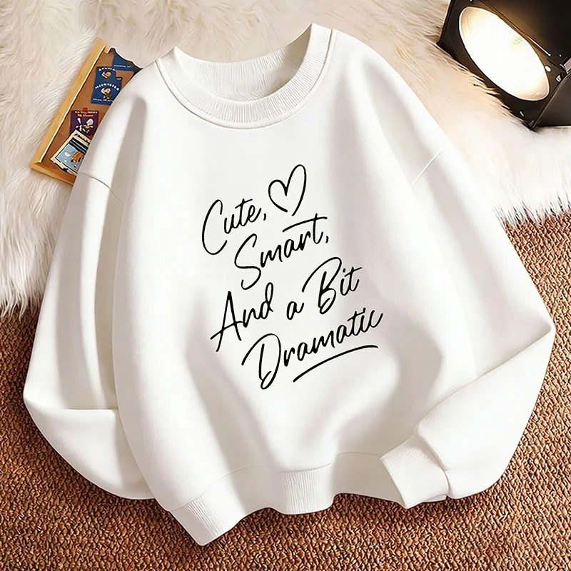 Pullover Y2k Cute Smart Dramatic Letter Printed Hoodie Kids Children's Sweatshirt Hoody  Girls Autumn Winter Casual Hoodies
