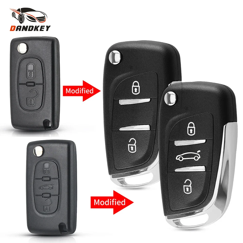 Dandkey CE0523 Modified Flip Key Shell For Citroen C2 C4 C5 Berlingo Xsara Picasso For Peugeot 306 407 807 Partner VA2/HU83