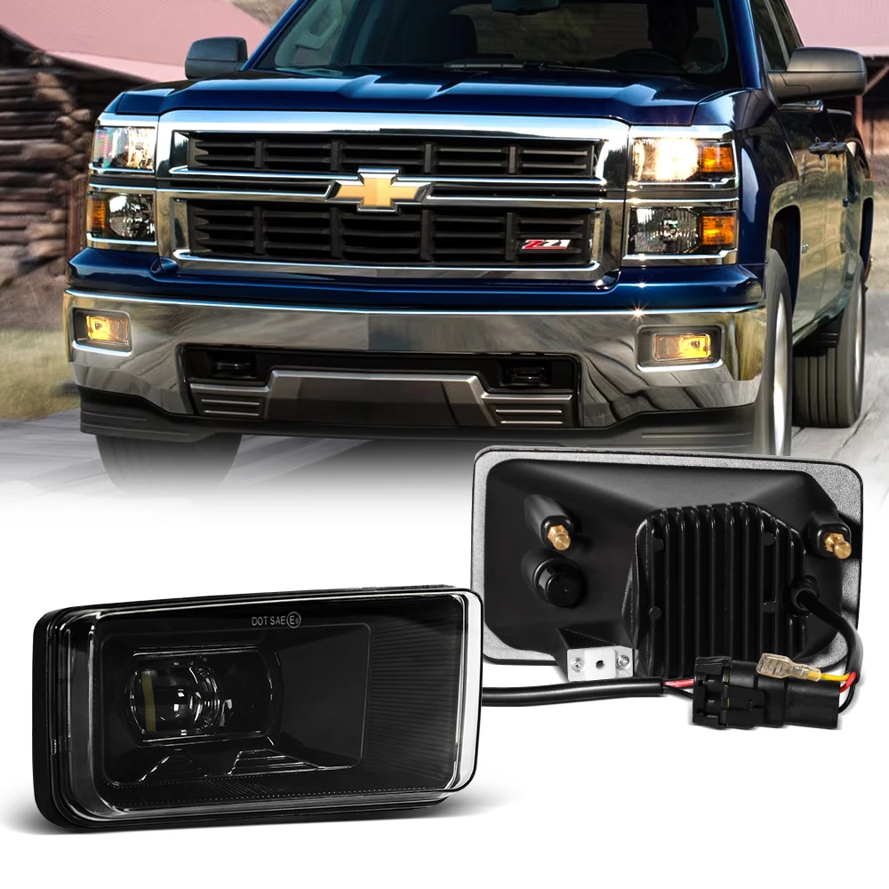 Rechthoekig met Amber DRL voor Chevy Silverado 1500/2500HD 3500HD 2007-2014 Avalanche Suburban Tahoe LED Mistlampen