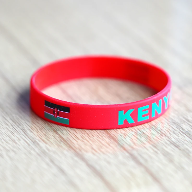 Customized 2pcs Kenya National Flag Wristband Sport Silicone Bracelet Rubber Band Commemorative Fashion Accessory