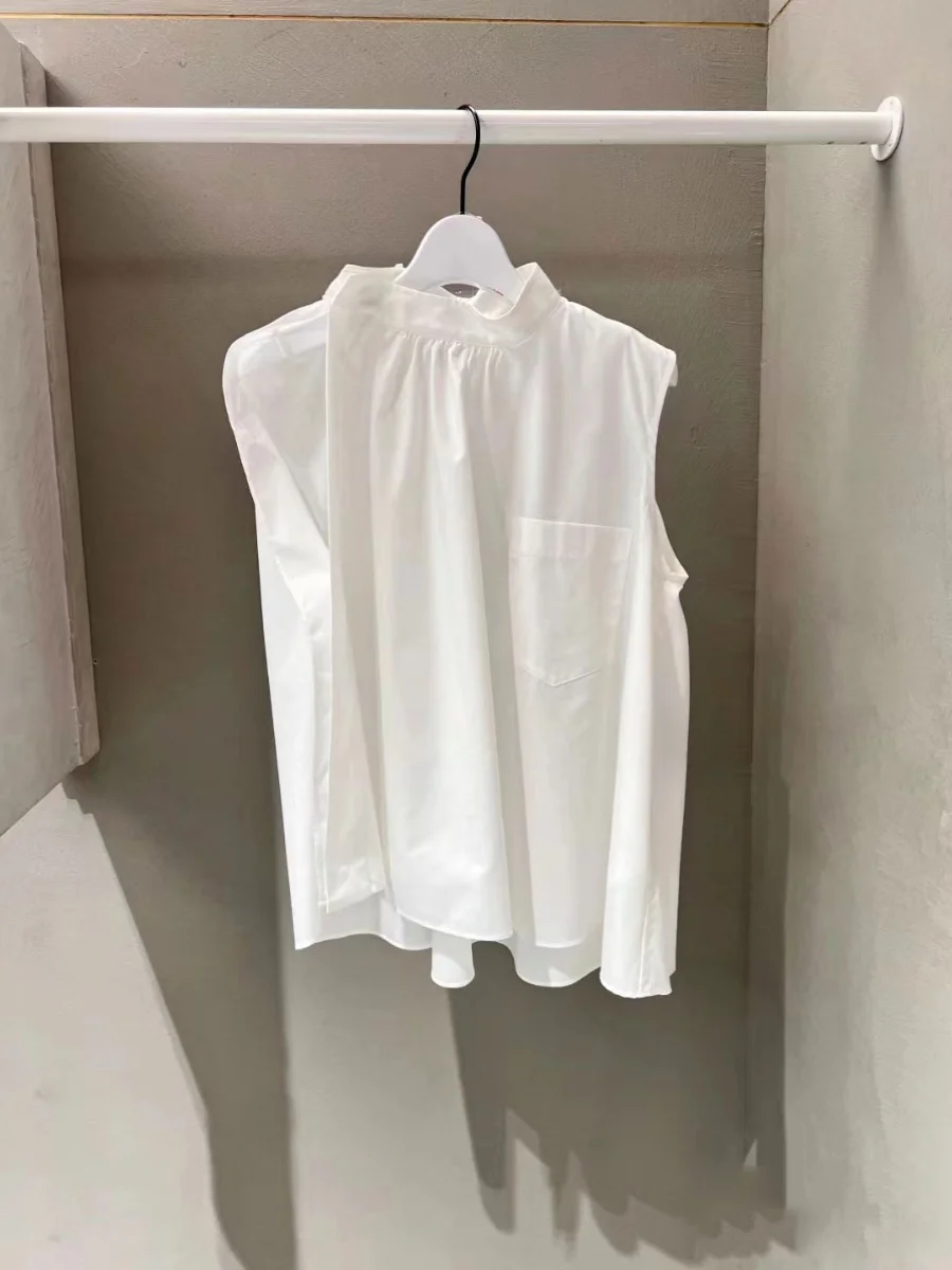 FOG SACAI Button-Up da donna irt Svel Nodo staccabile Primavera Estate Nuovo arrivo giapponese Sle Bianco