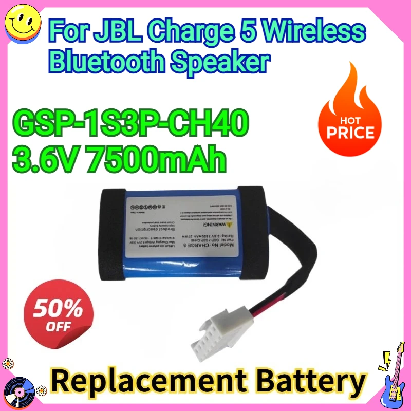 

New Replacement Battery 3.6V 7500mAh GSP-1S3P-CH40 for JBL Charge 5 Wireless Bluetooth Speaker