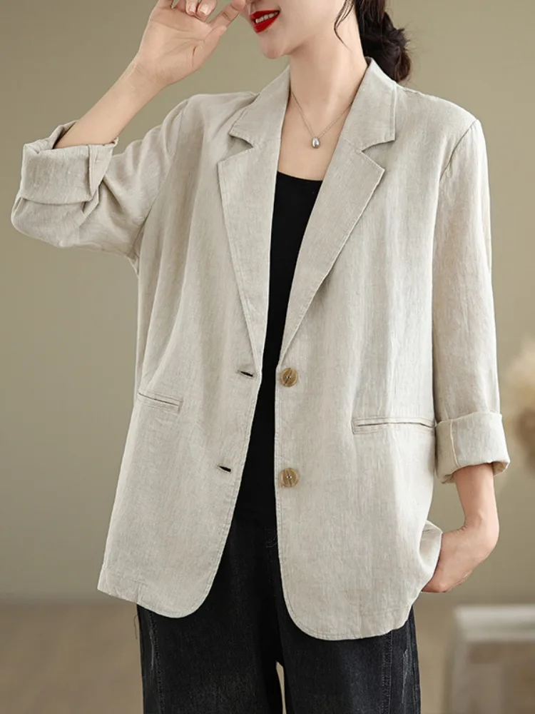 

Чистый цвет льняной длинный костюм-свек Jaet, женский весенне-осенний повседневный утягивающий хлопковый льняной топ